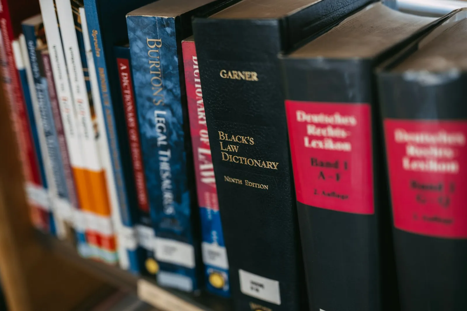 Law library with leather-bound legal volumes