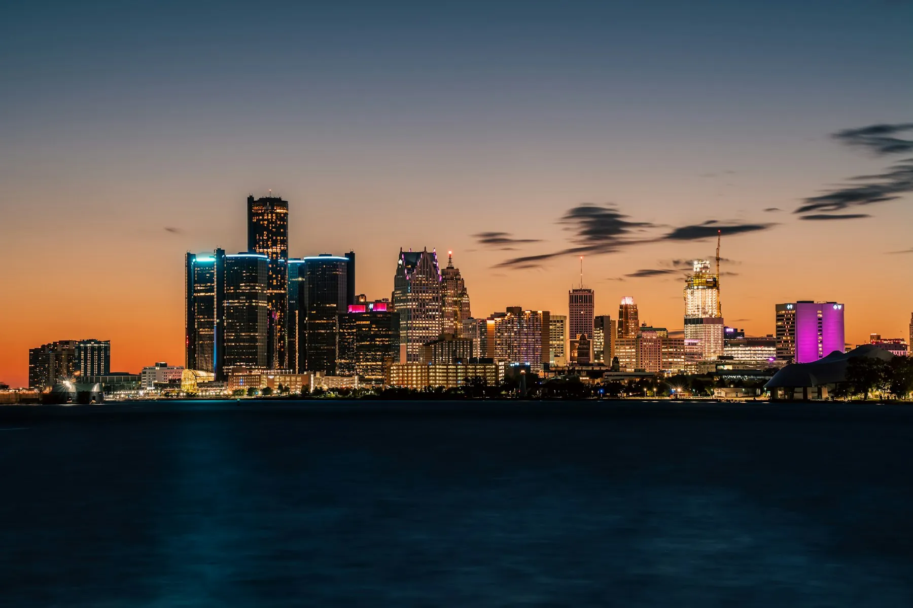 Detroit skyline at night